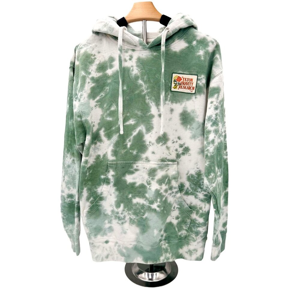 Teton Gravity Research Green Tie Dye Graphic Pullover Hoodie Unisex  Large